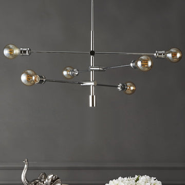 Atlas Modern Vintage Iron Arm-Adjustable LED Chandelier - JONATHAN Y